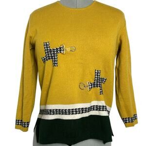 Vintage Cellini Made in Italy Yellow Multicolor Merino Wool Blend Sweater